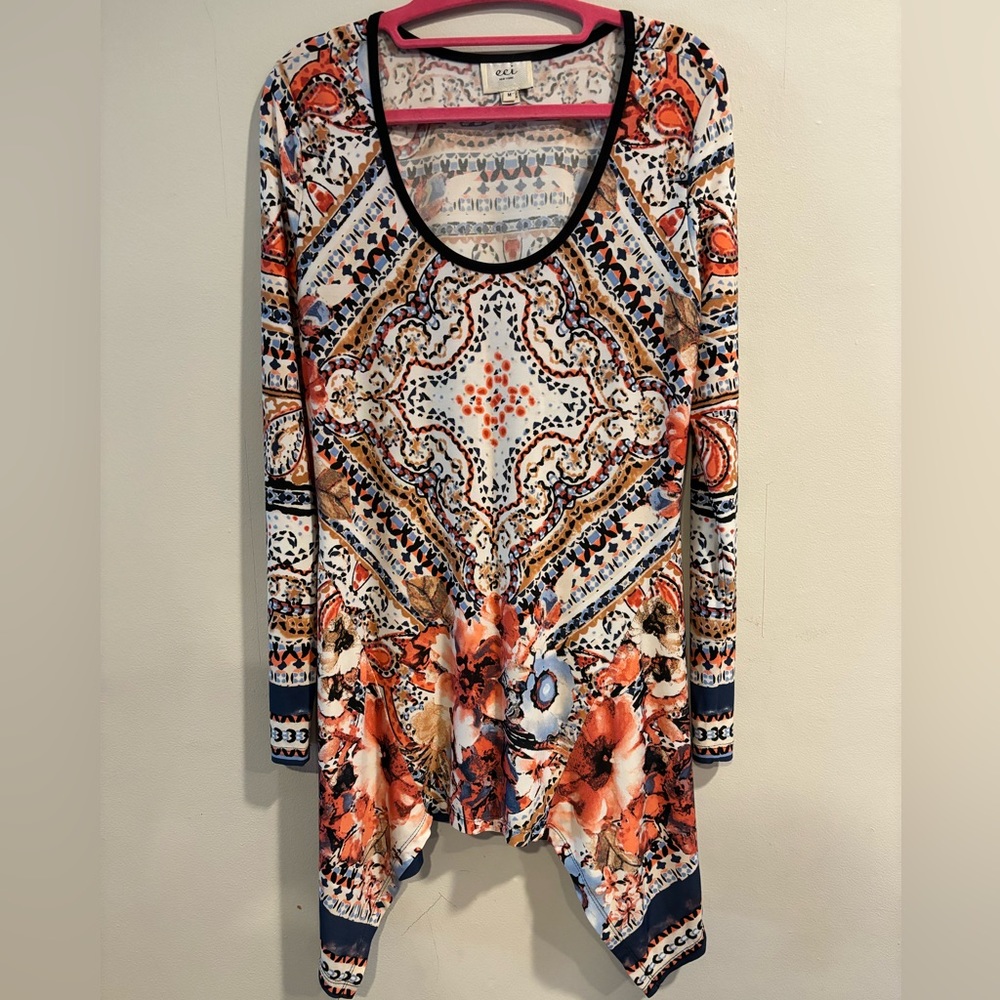Eci Women’s Medallion Patterned Blouse - Medium - NWOT